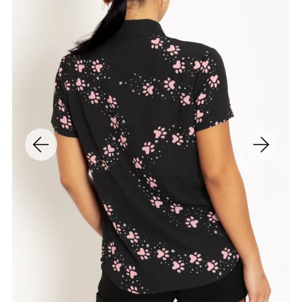 Blackmilk Clothing Yin Yang Cat Cute as a Button Shirt 16